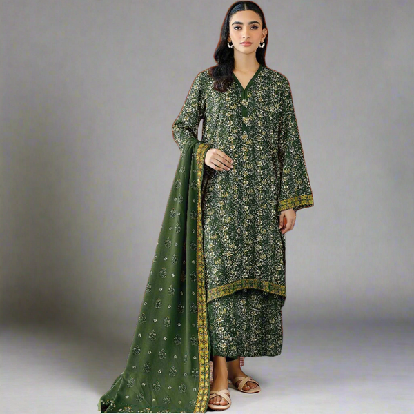 Orient - Digital Printed Khaddar Unstitched 3-Piece Suit - OTL-23-325-Green