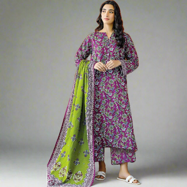 Orient - Digital Printed Khaddar Unstitched 3-Piece Suit - OTL-23-326 - Purple