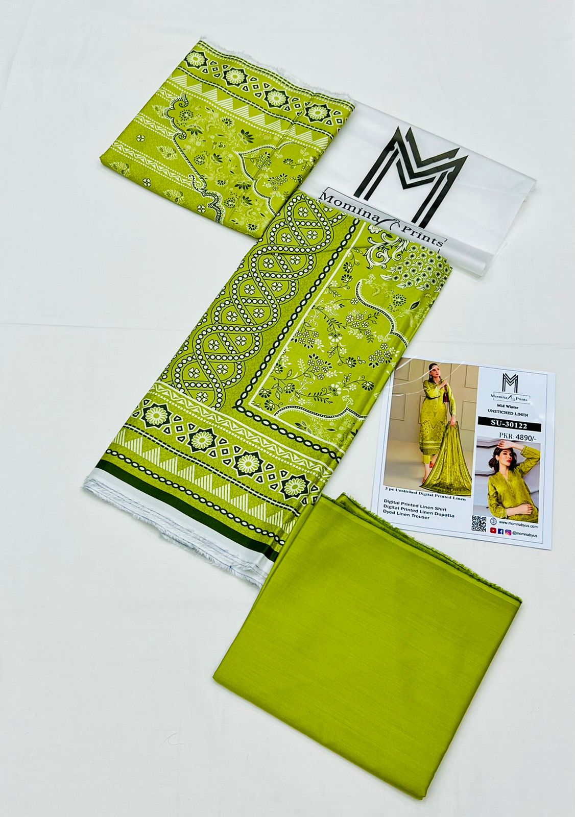 Momina & Prints - Digital Printed 3 Pieces - Linen - SU-30122