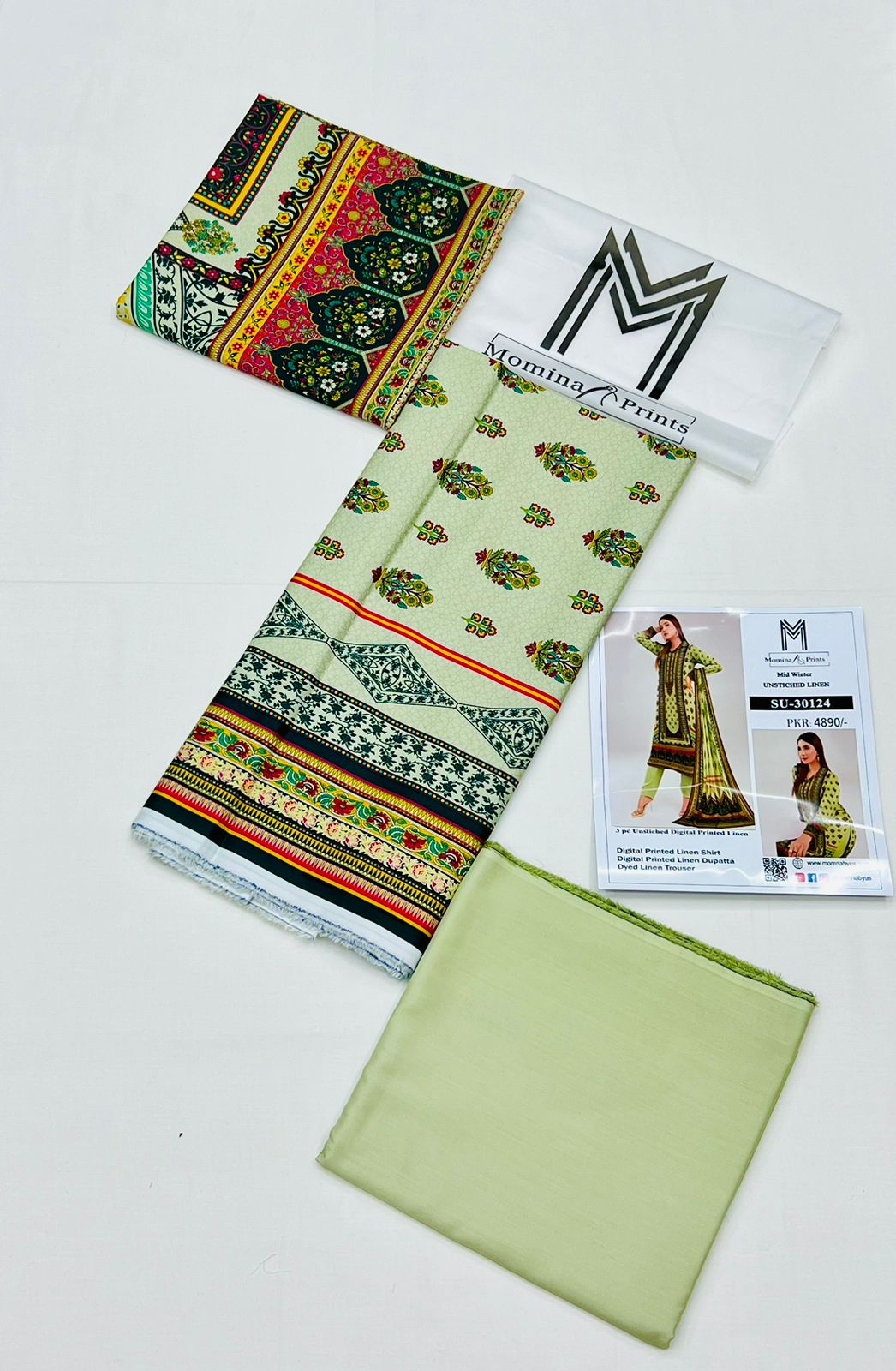 Momina & Prints - Digital Printed 3 Pieces - Linen - SU-30124