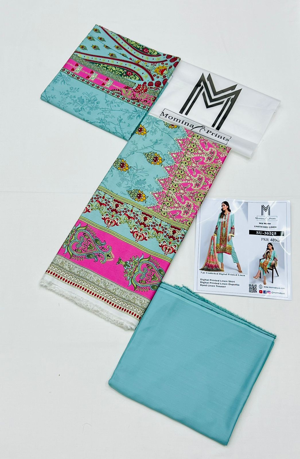 Momina & Prints - Digital Printed 3 Pieces - Linen - SU-30125