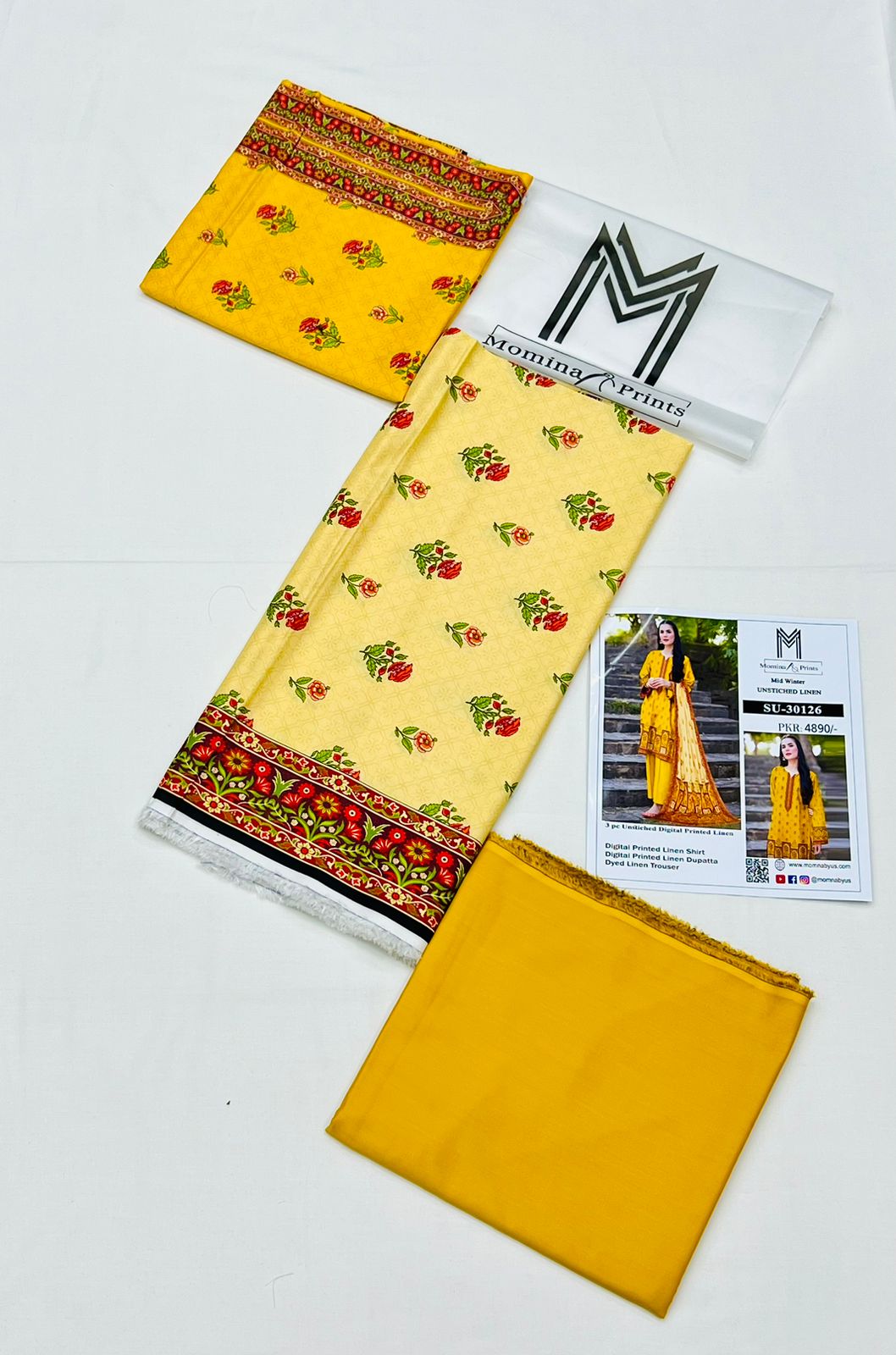 Momina & Prints - Digital Printed 3 Pieces - Linen - SU-30126