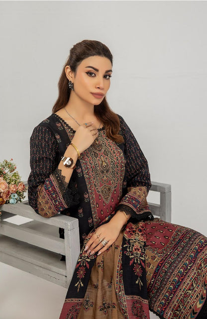 ZOHRA By Motifz Digital Printed Khaddar Unstitched 3-Piece Suit - 4629