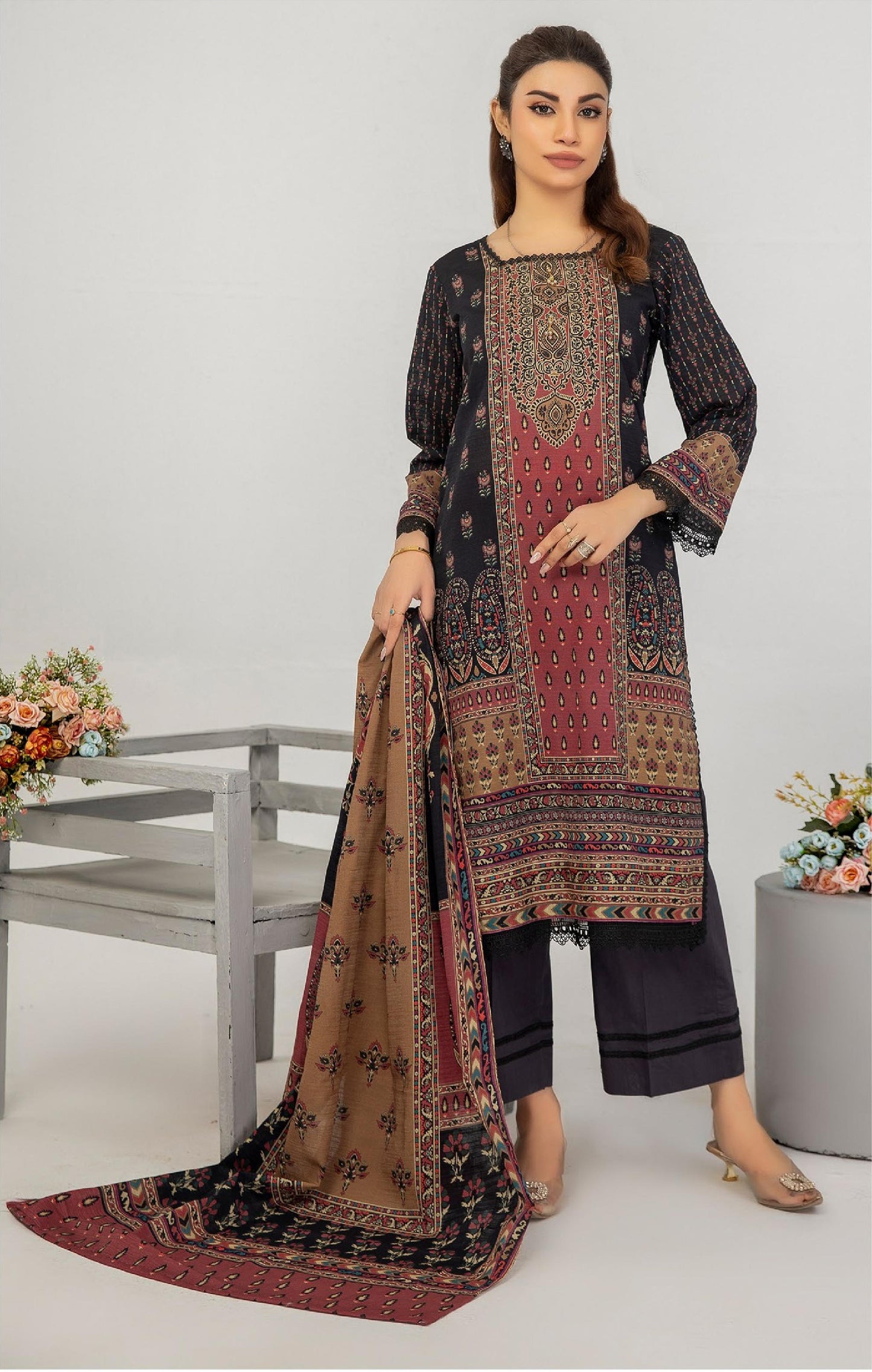 ZOHRA By Motifz Digital Printed Khaddar Unstitched 3-Piece Suit - 4629