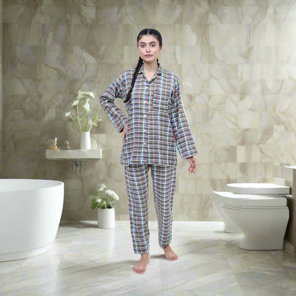 Fleece - Winter Collection - Night Suit - 2 Piece - Green Check