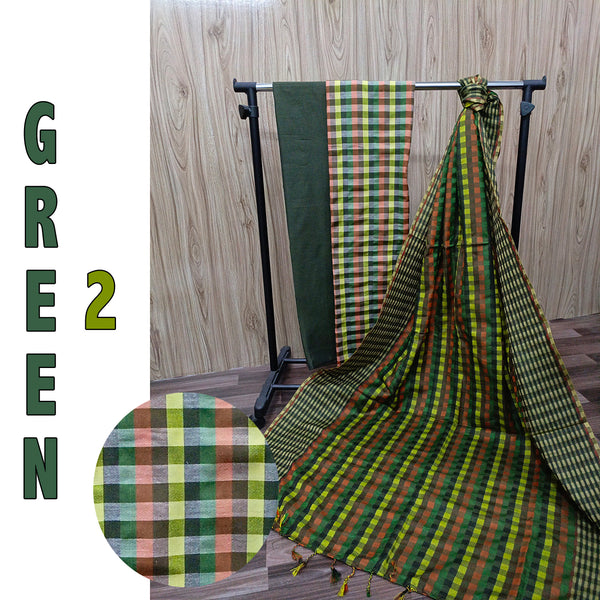 Khaadi Jacquard - Green Check - Handwoven Fabric Suits - Rangoli 3 Pcs - Unstitched