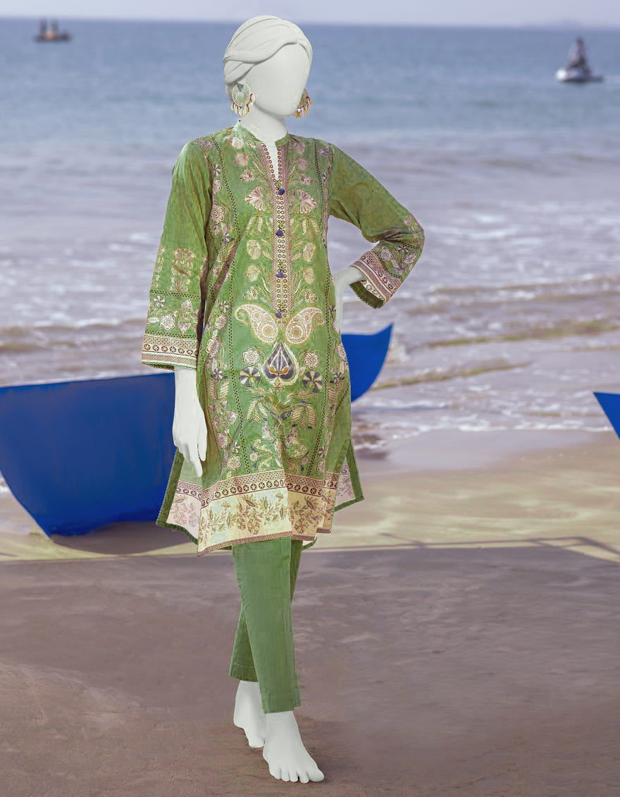 J. - Lawn Collection - Green 2 Piece - Stitched - JST-24-1617