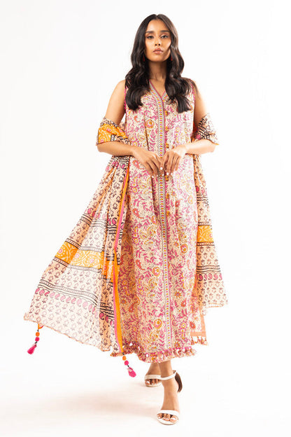 Alkaram - Lawn Collection - Peach 3 Piece - Stitched - SS-19.1-24-Peach