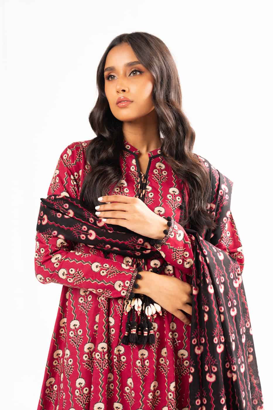 Alkaram - Lawn Collection - Maroon 3 Piece - Stitched - SS-22.1-24-Maroon