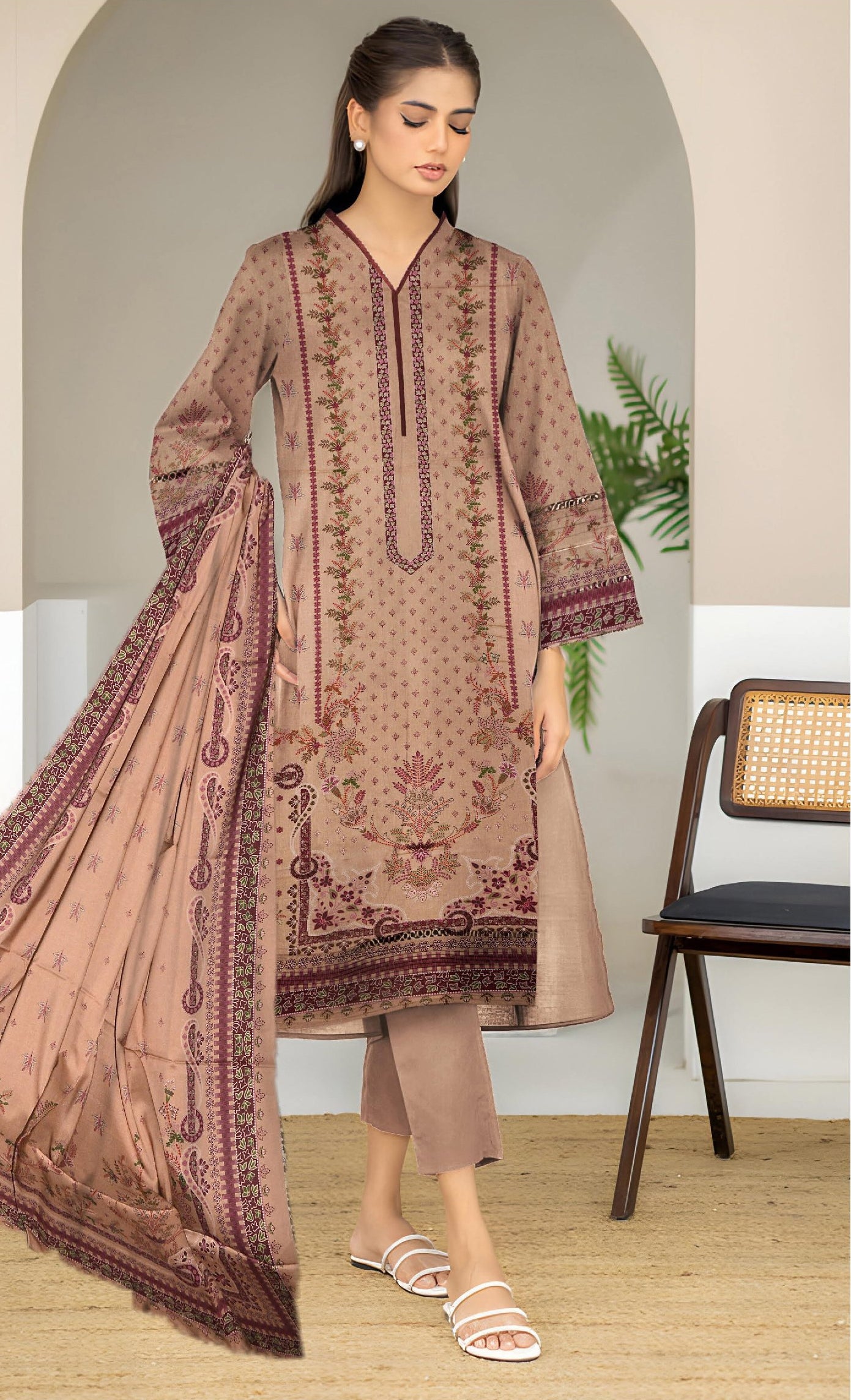 Momina & Prints - Digital Printed 3 Pieces - Linen - SU-30121