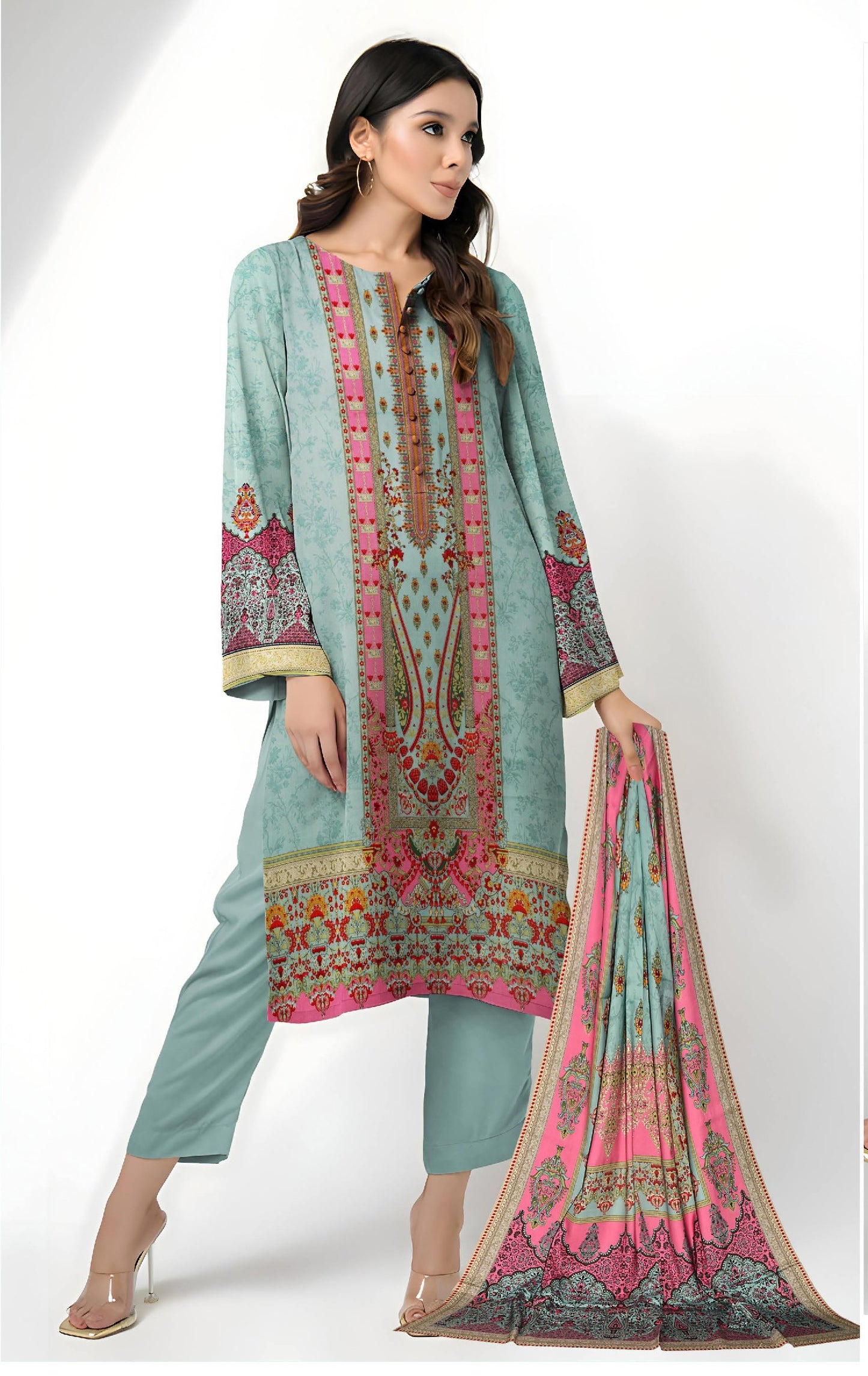 Momina & Prints - Digital Printed 3 Pieces - Linen - SU-30125