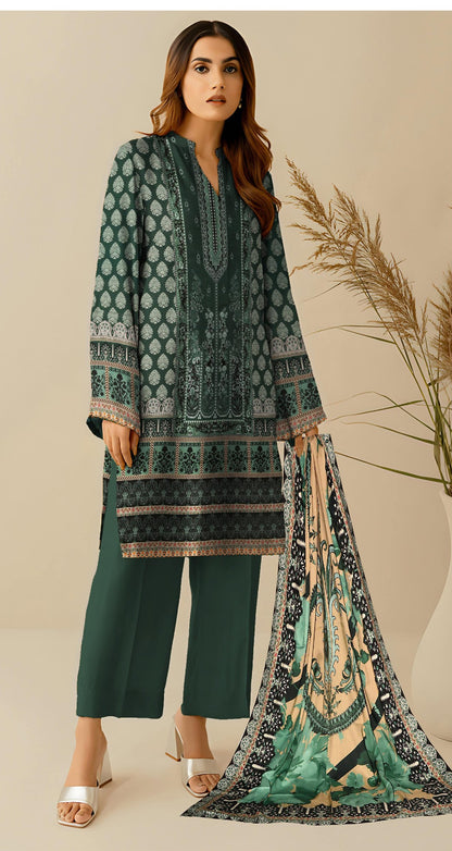 Momina & Prints - Digital Printed 3 Pieces - Linen - SU-30127