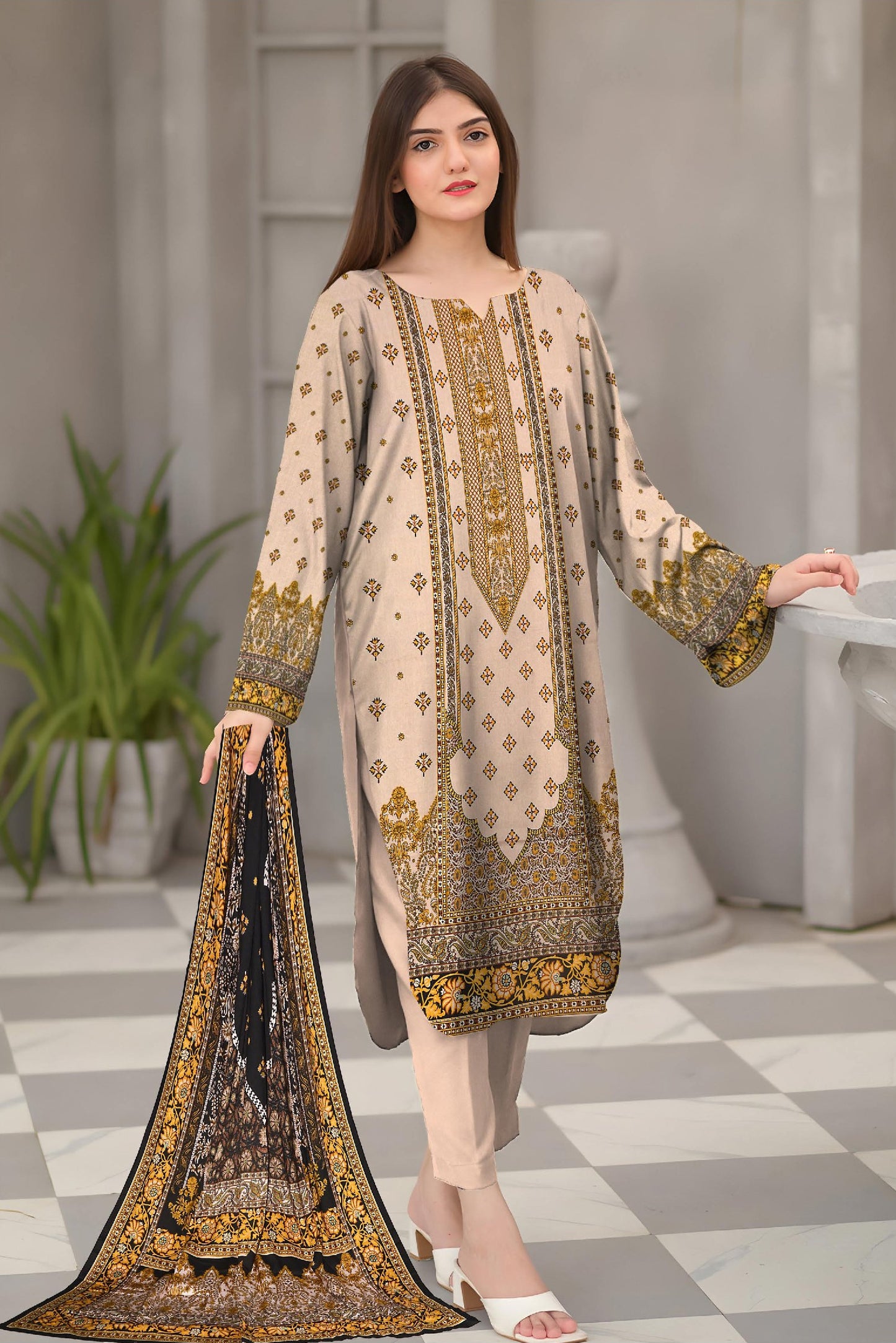 Momina & Prints - Digital Printed 3 Pieces - Linen - SU-30130